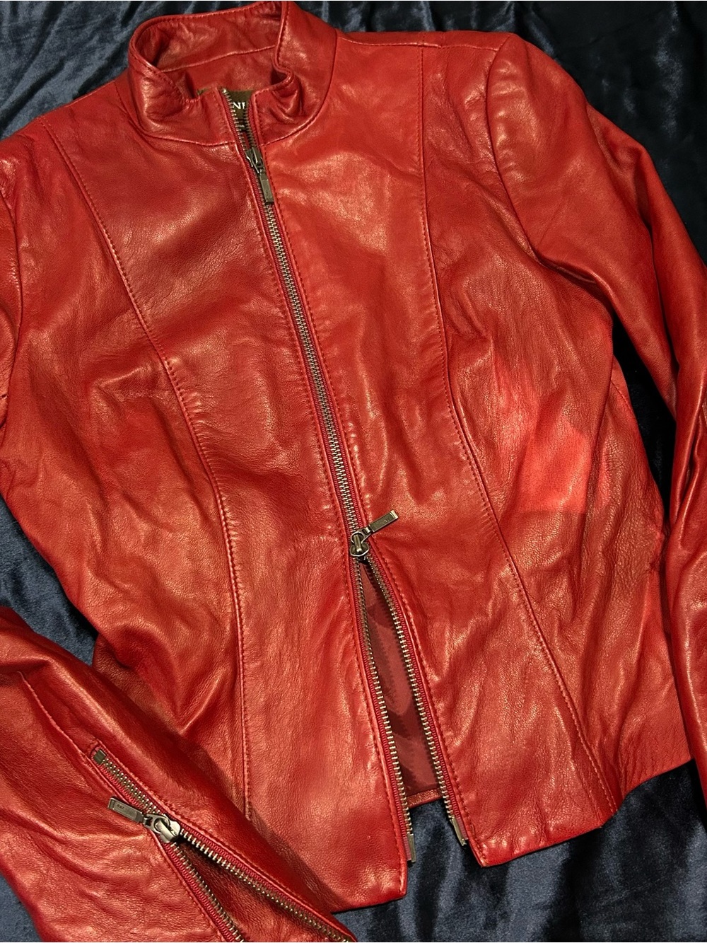 Danier Vibrant Red Leather Zip-Front Women's Jacket